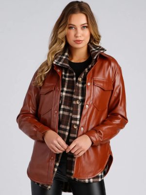 Casual-Chic Mood Faux Leather Shacket