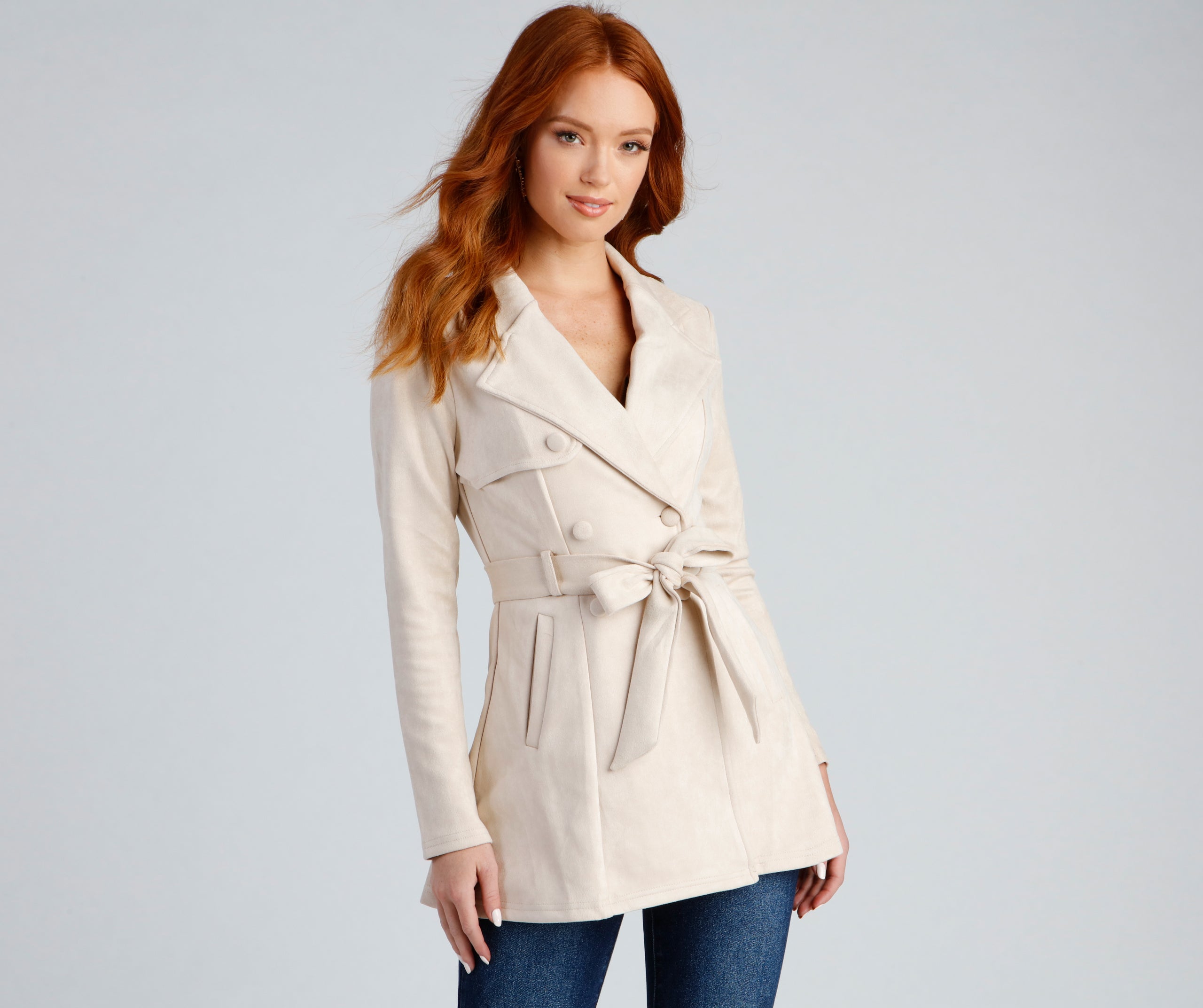 Classic And Elevated Faux Suede Trench - Image 5