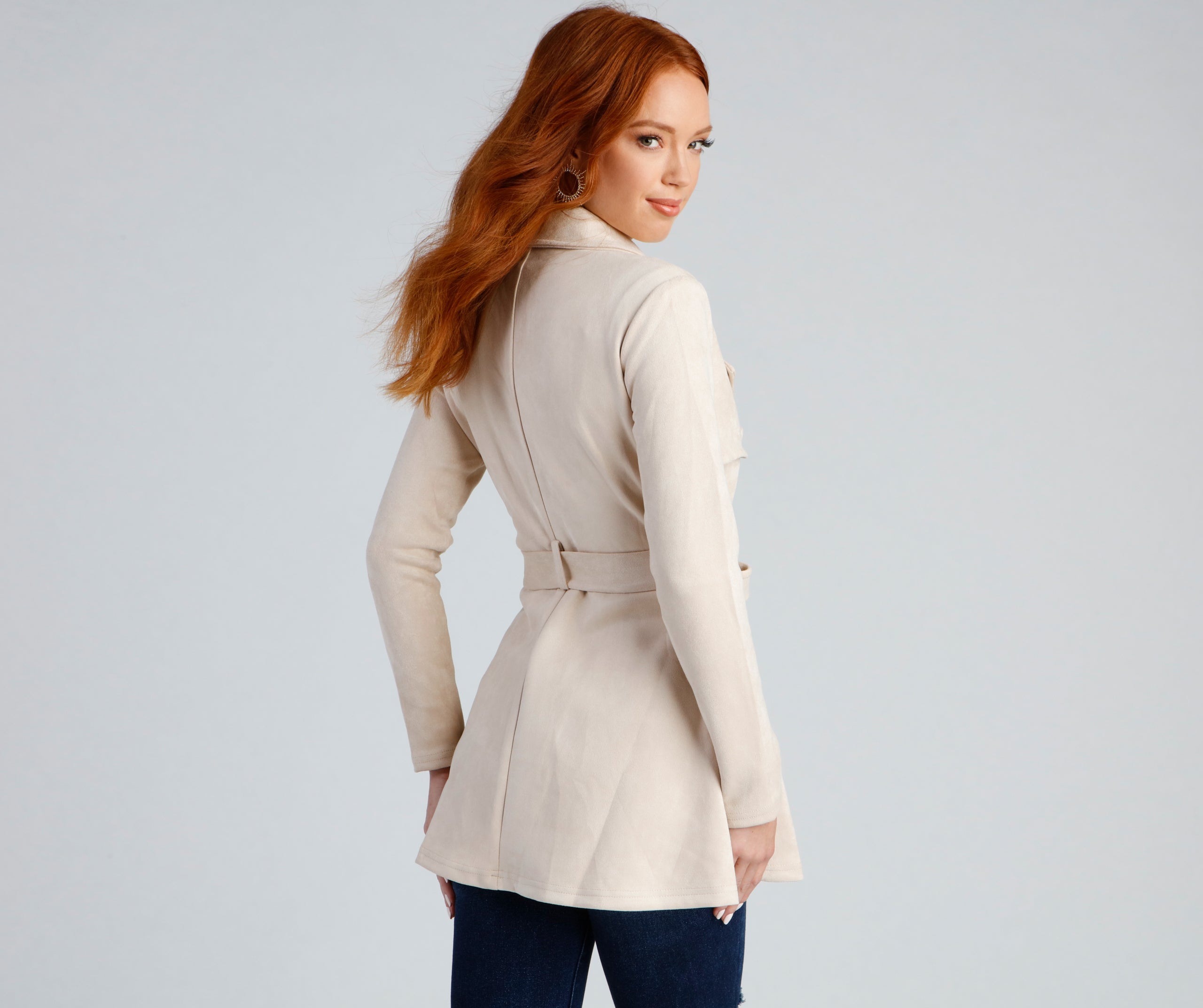 Classic And Elevated Faux Suede Trench - Image 7