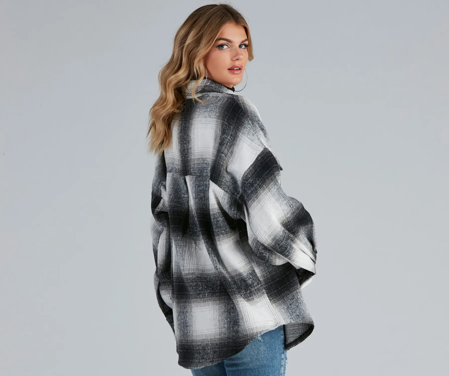 Basic Mood Oversized Plaid Shacket - Image 2