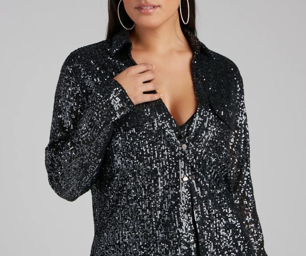 Glitzy Moment Sequin Knit Shacket - Image 10