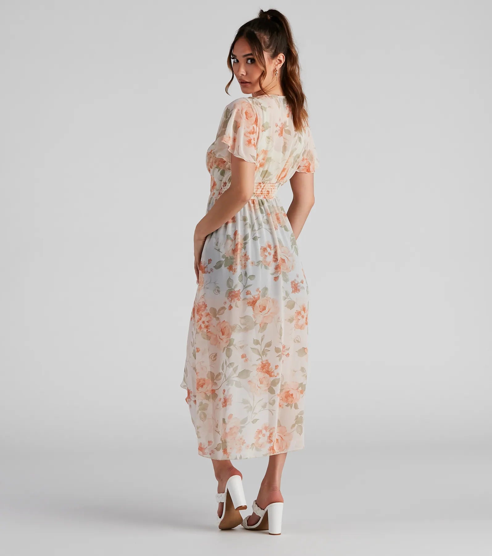 Breezy Flutter Sleeve Floral Duster - Image 4
