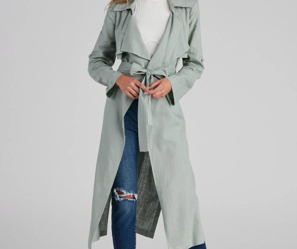 Shift In Season Linen Belted Trench - Image 8
