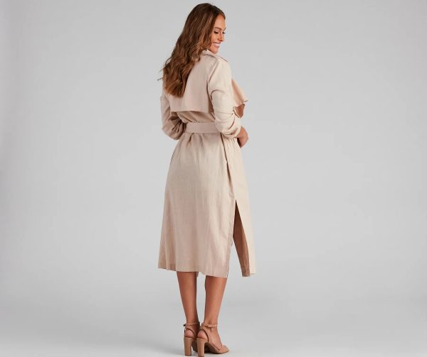 Shift In Season Linen Belted Trench - Image 3