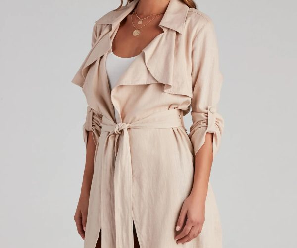 Shift In Season Linen Belted Trench - Image 4