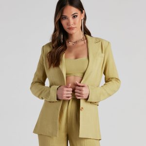 On The Move Linen Woven Blazer