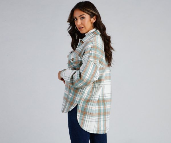 Keeping Knit Casual Plaid Shacket - Image 2