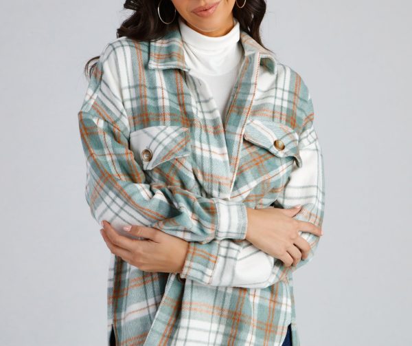 Keeping Knit Casual Plaid Shacket - Image 3