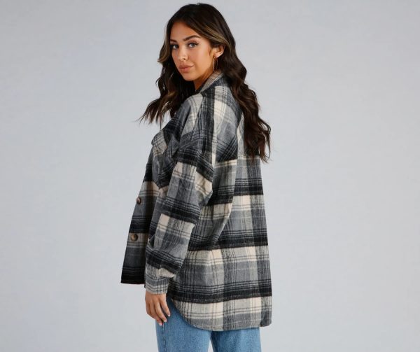 Falling For Plaid Fleece Shacket - Image 2