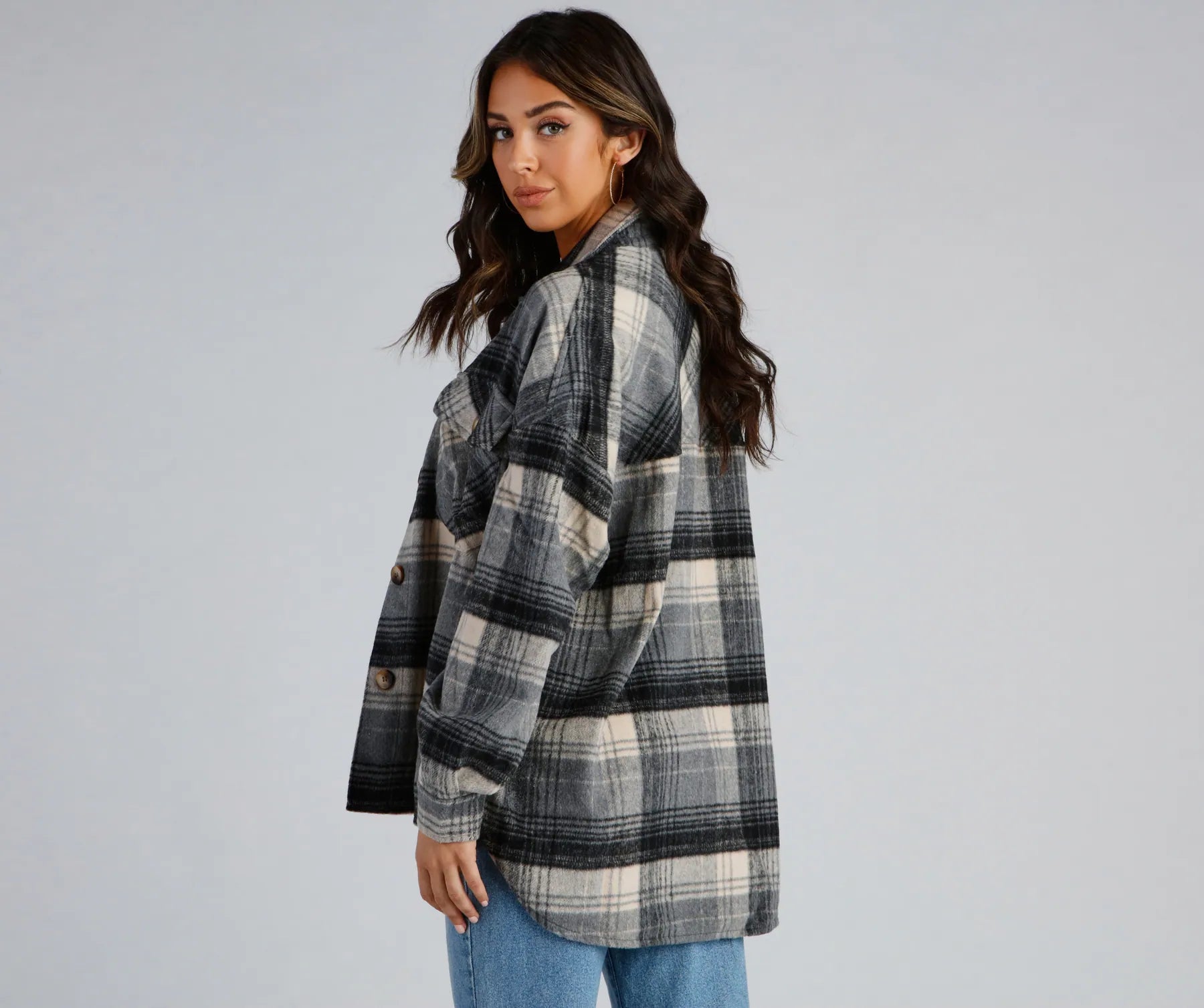 Falling For Plaid Fleece Shacket - Image 2