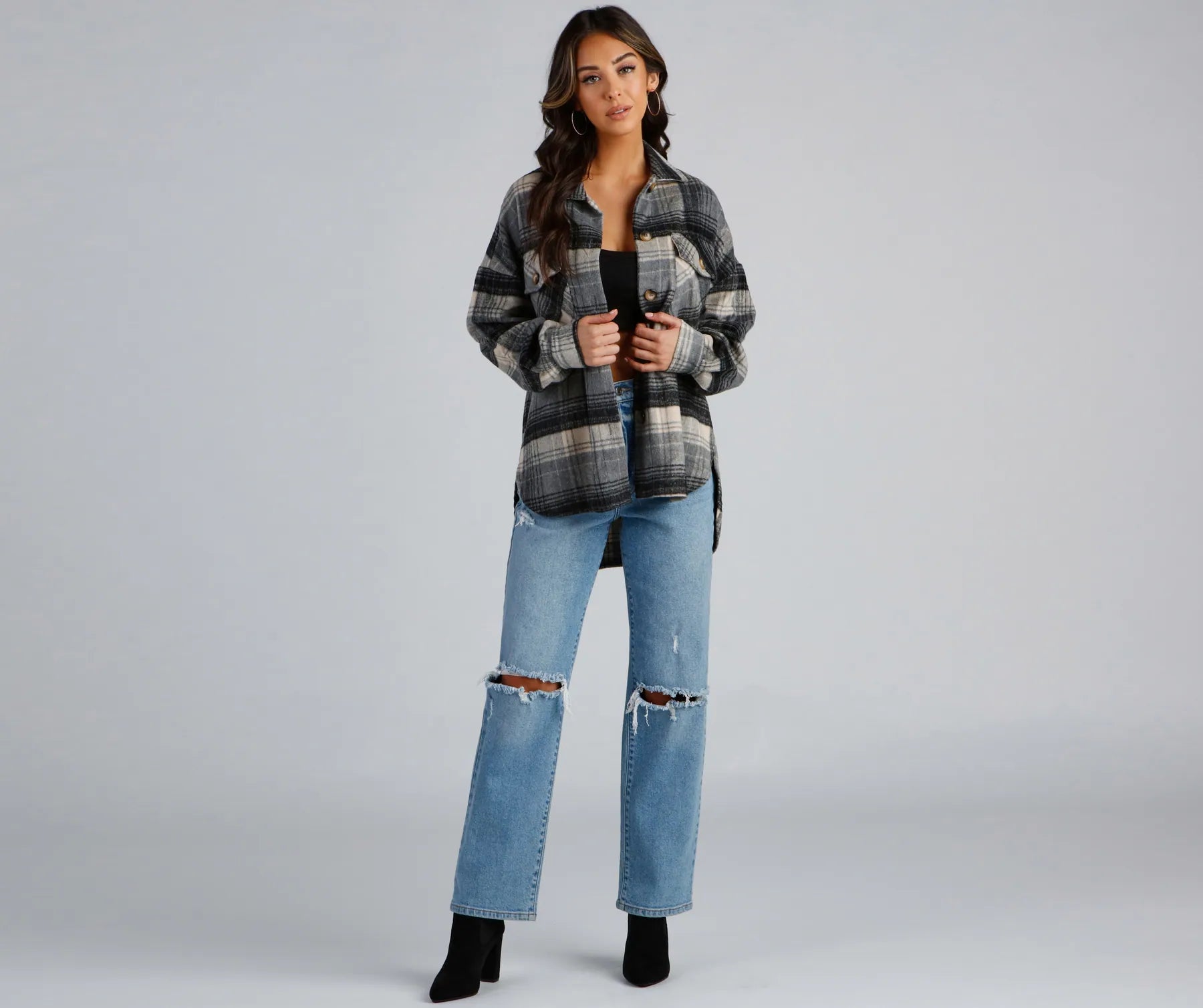 Falling For Plaid Fleece Shacket - Image 4