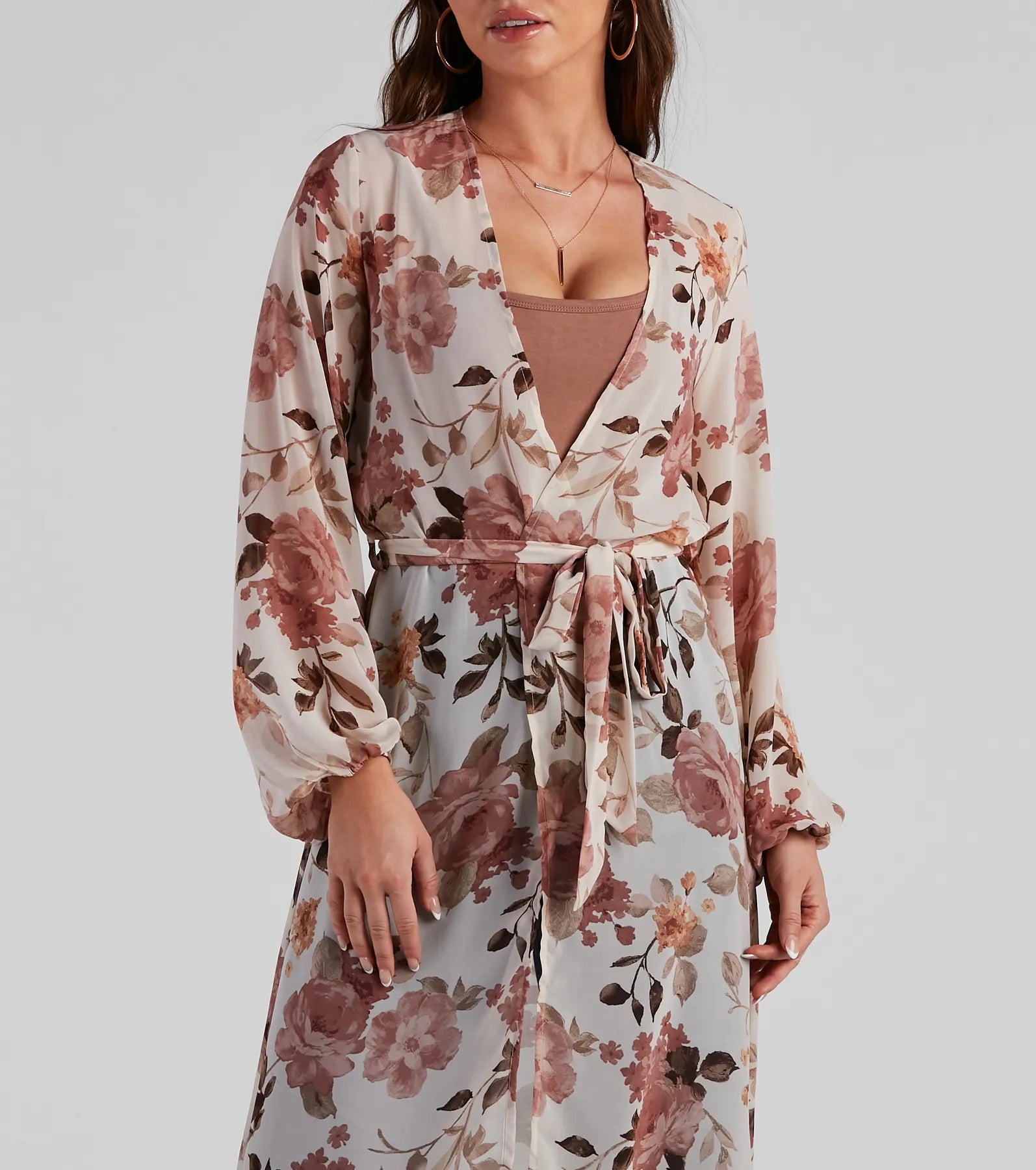 Flower Field Belted Chiffon Duster - Image 4