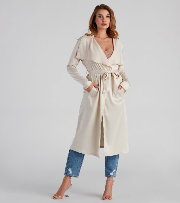 Chic In Satin Belted Trench - Image 2