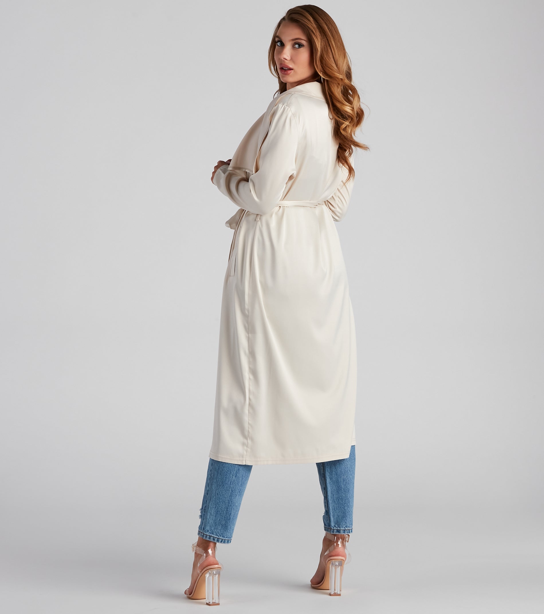 Chic In Satin Belted Trench - Image 3