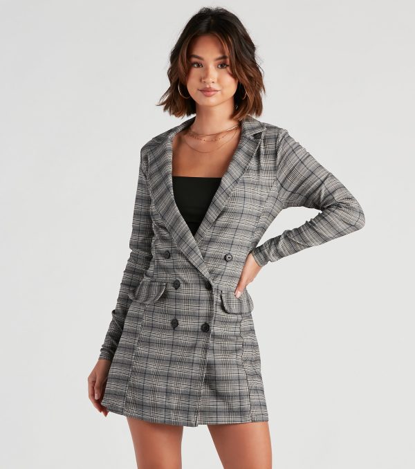 Perfectly Prepped Plaid Long Blazer - Image 2