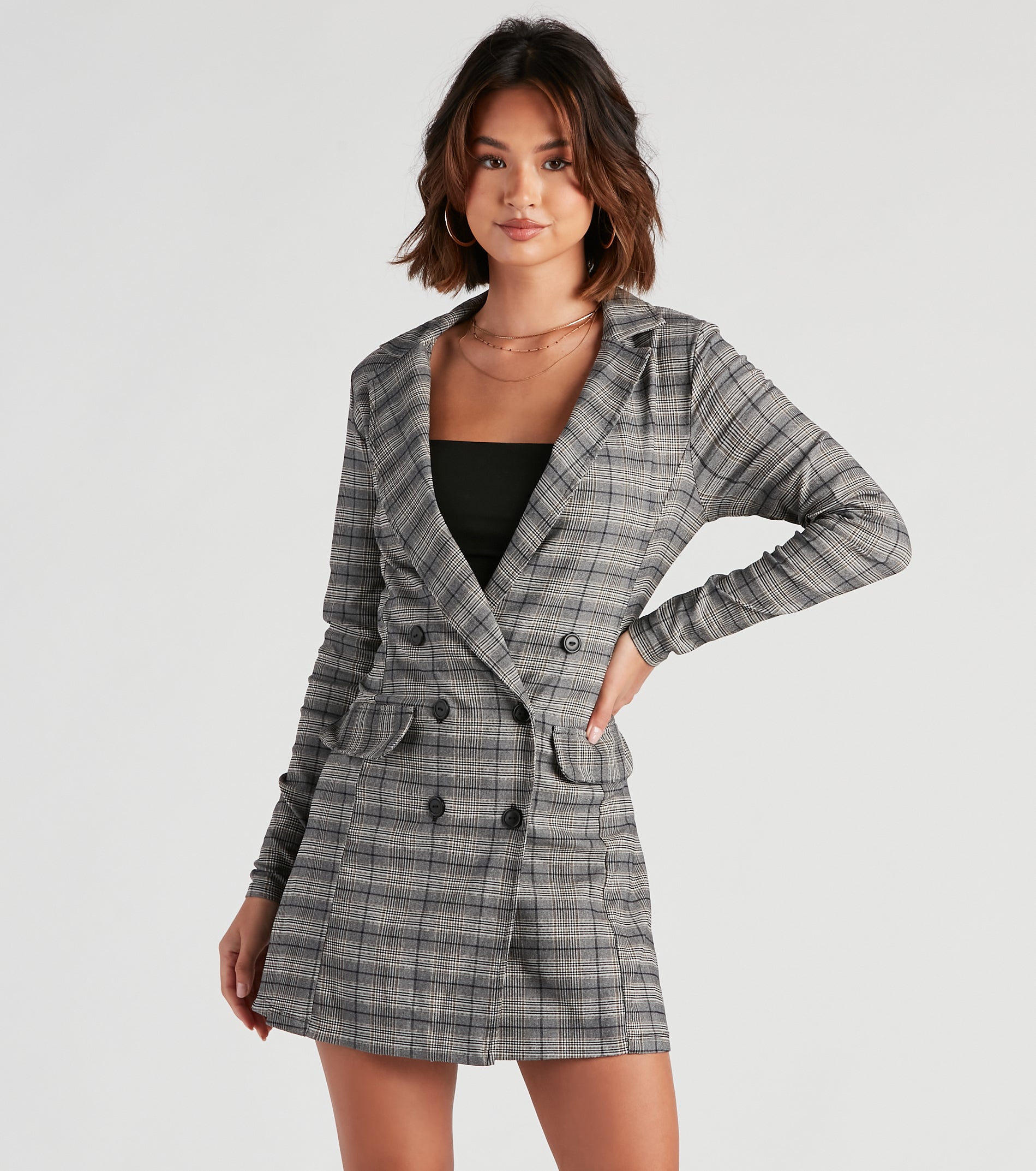 Perfectly Prepped Plaid Long Blazer - Image 2