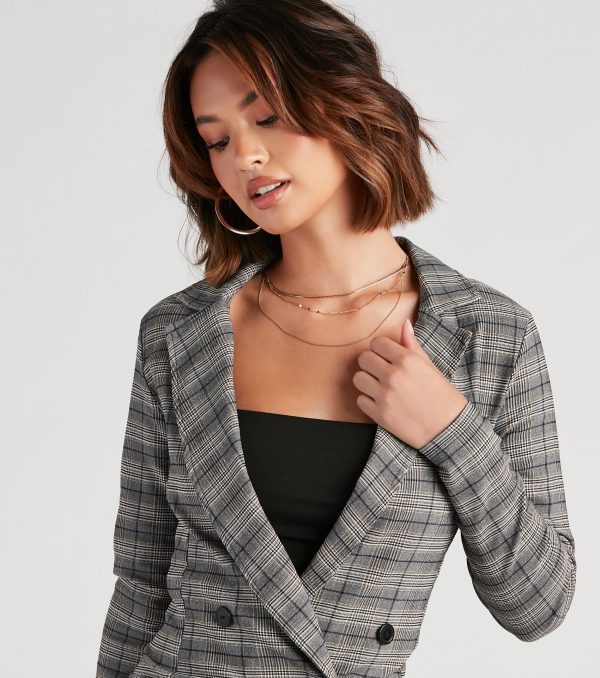 Perfectly Prepped Plaid Long Blazer - Image 4