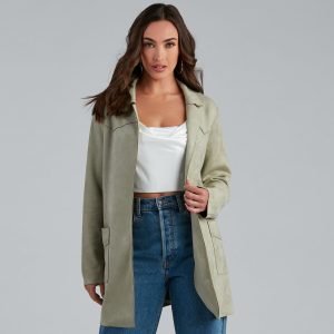 Here For It Faux Suede Trench