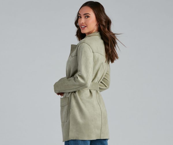 Here For It Faux Suede Trench - Image 2