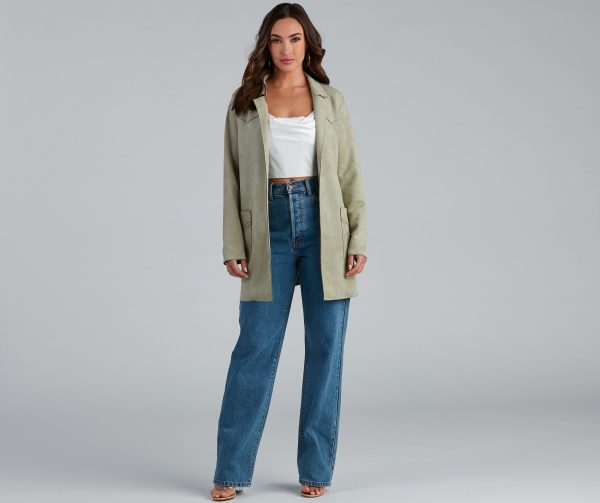 Here For It Faux Suede Trench - Image 3