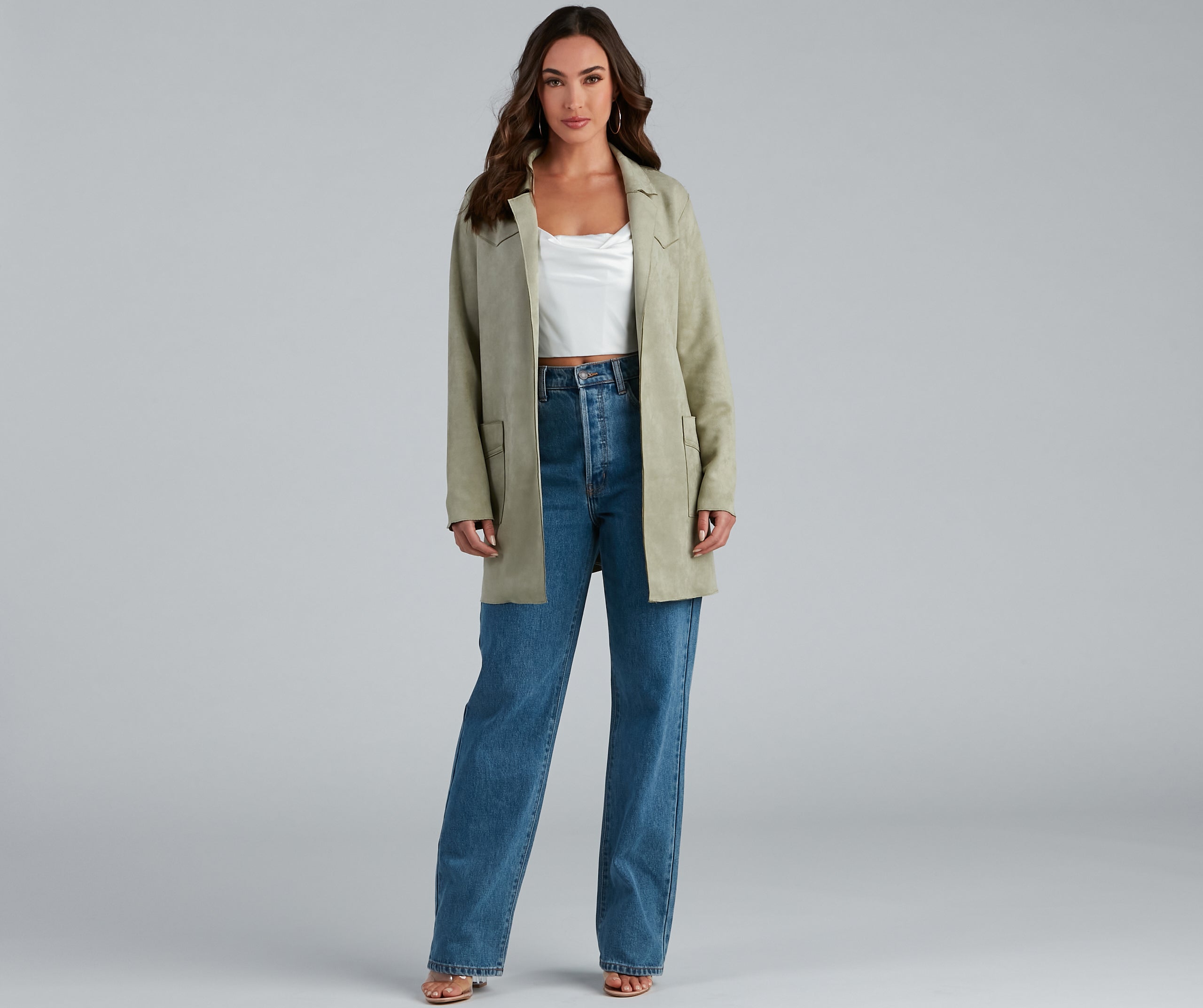 Here For It Faux Suede Trench - Image 3