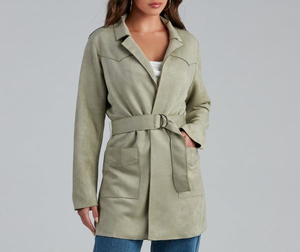 Here For It Faux Suede Trench - Image 4