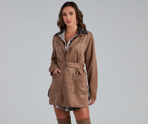 Here For It Faux Suede Trench - Image 10