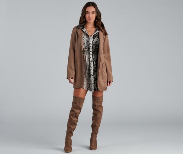 Here For It Faux Suede Trench - Image 12