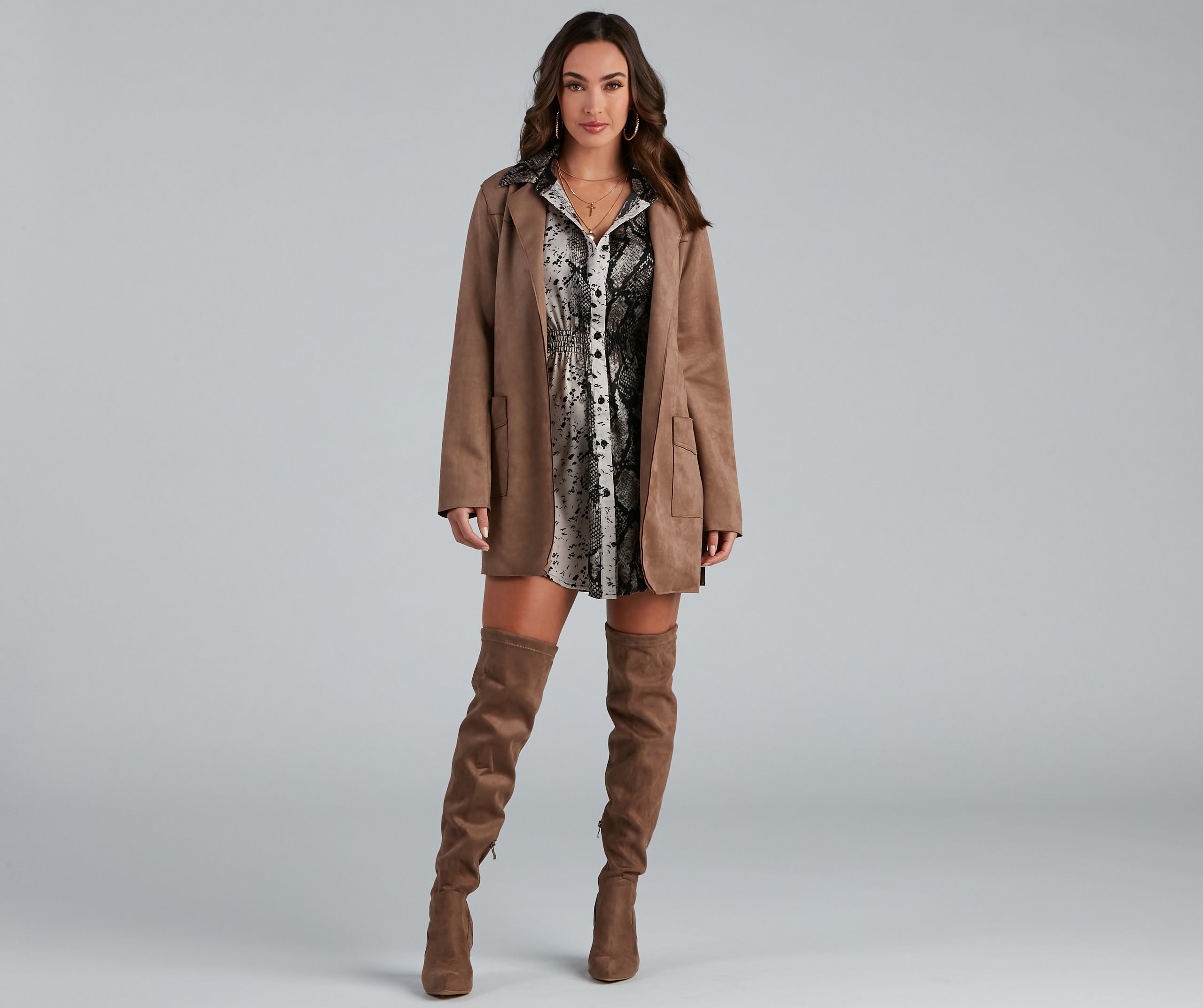 Here For It Faux Suede Trench - Image 12