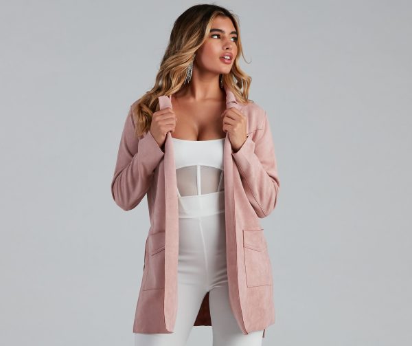 Here For It Faux Suede Trench - Image 5