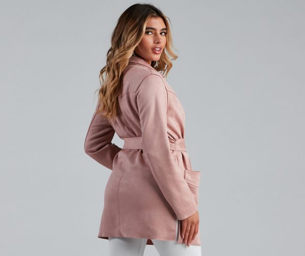 Here For It Faux Suede Trench - Image 6