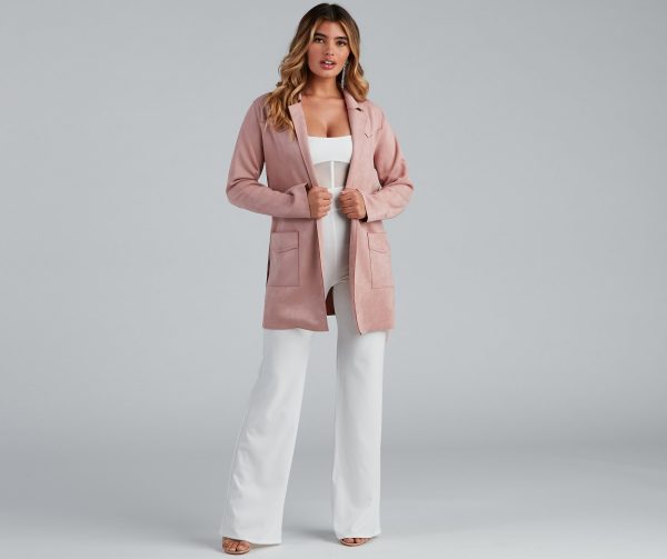 Here For It Faux Suede Trench - Image 7