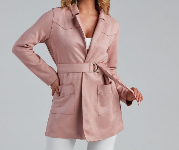 Here For It Faux Suede Trench - Image 8