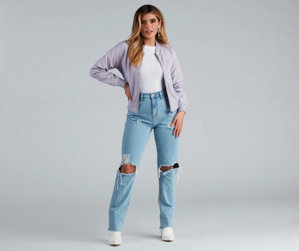 Sleek Look Faux Leather Bomber Jacket - Image 3