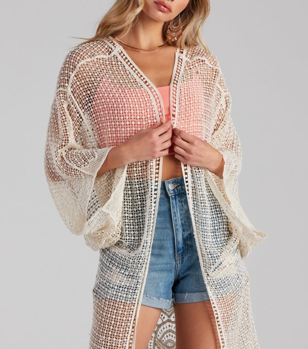 Shorebird Crochet Woven Kimono - Image 3