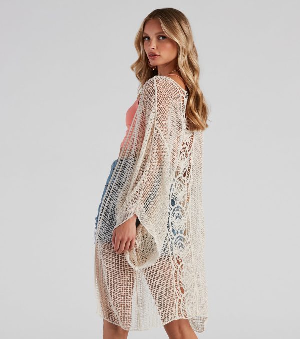 Shorebird Crochet Woven Kimono - Image 4
