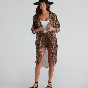 Can't Be Tamed Snake Print Kimono