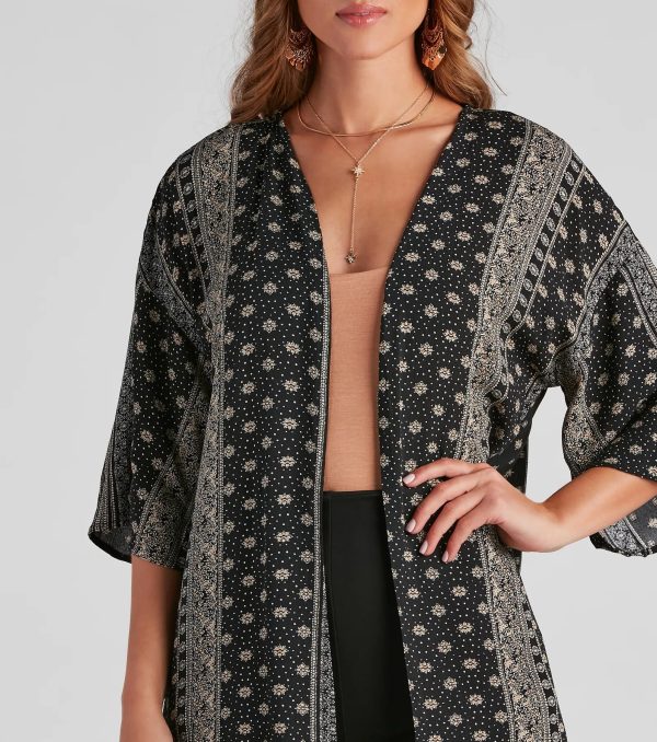 Boho In The City Print Woven Kimono - Image 2