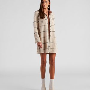 Big Apple Corduroy Plaid Trench Coat