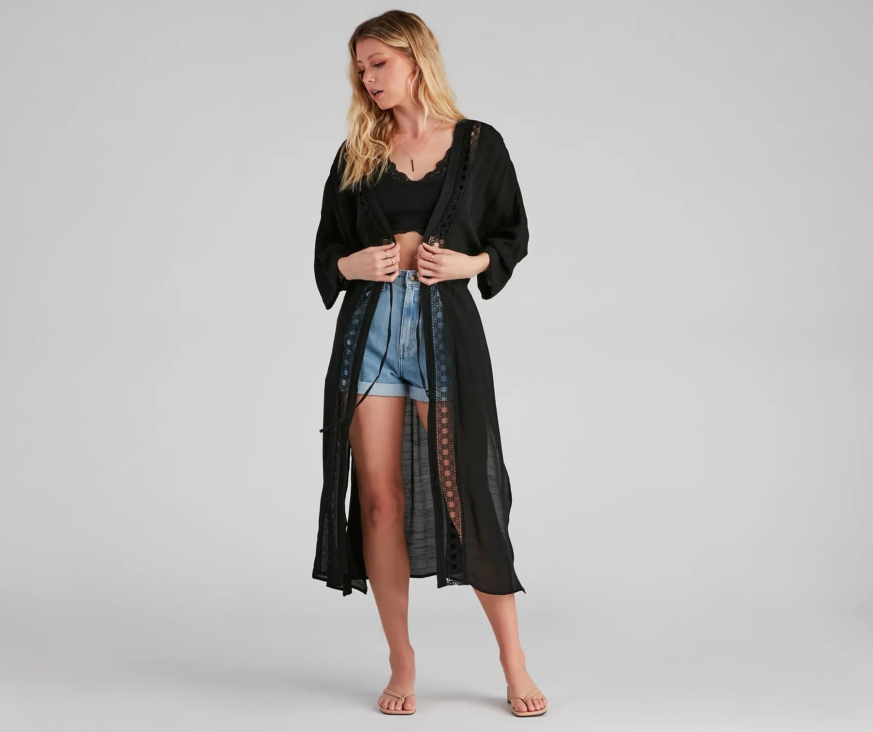 Palm Beach Linen Crochet Kimono - Image 5