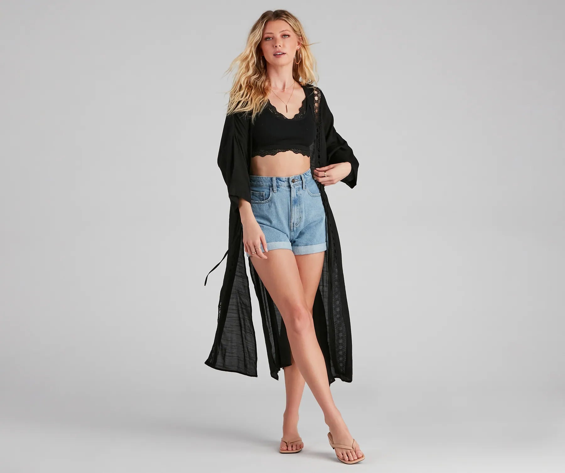 Palm Beach Linen Crochet Kimono - Image 7
