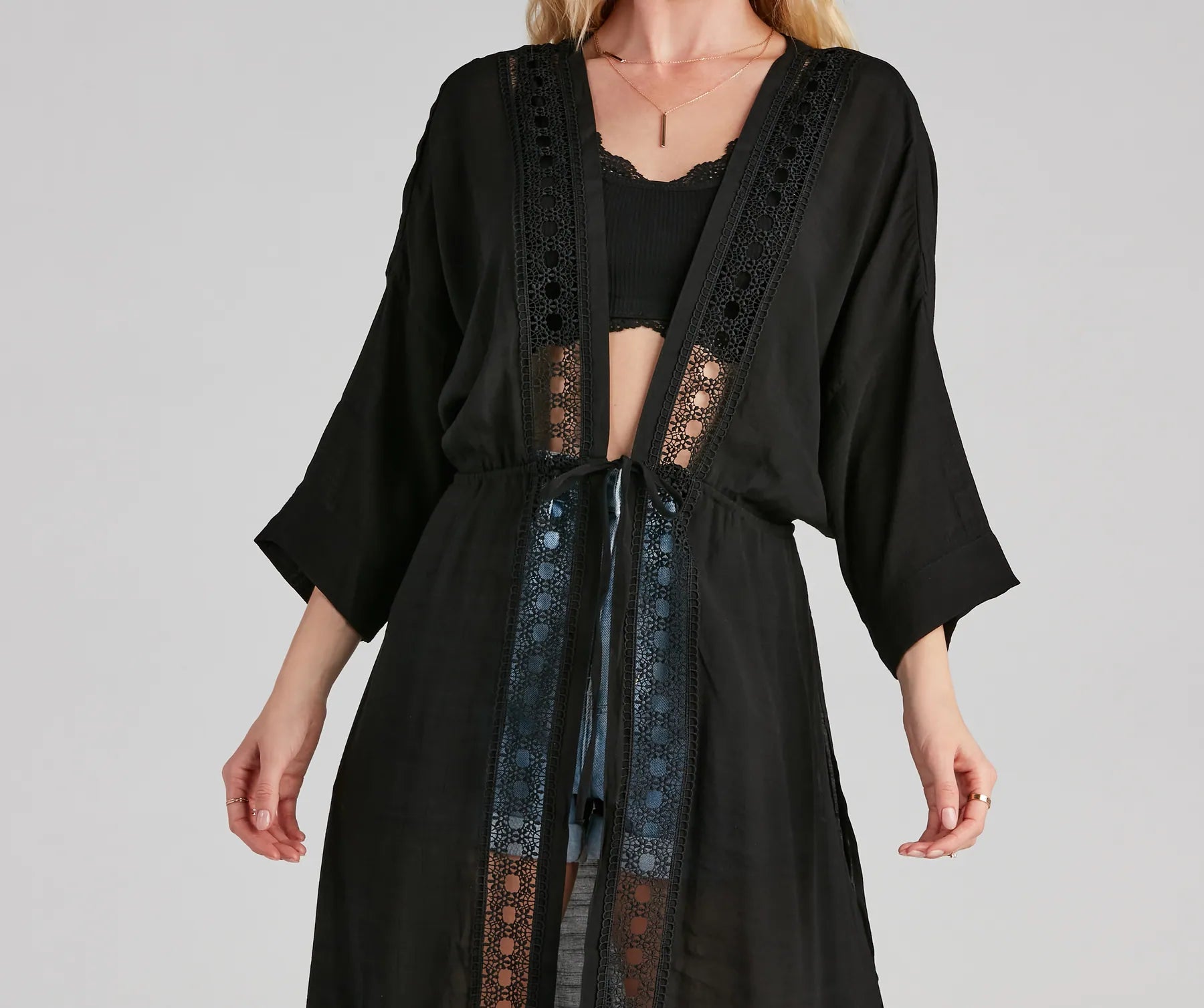 Palm Beach Linen Crochet Kimono - Image 8