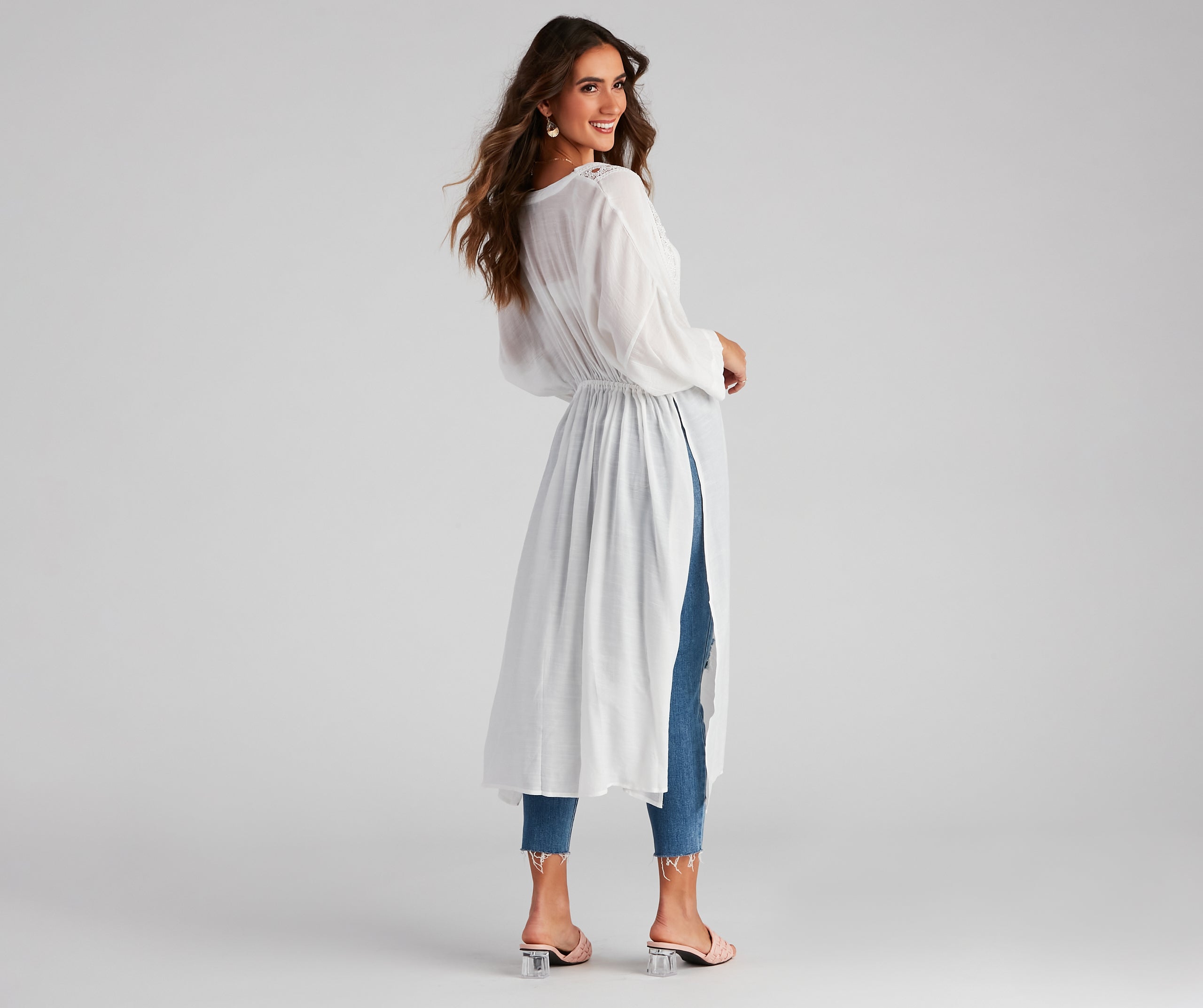 Palm Beach Linen Crochet Kimono - Image 4