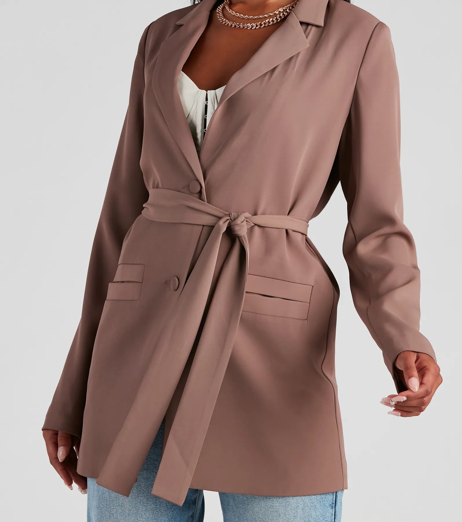 Seriously Chic Woven Long Blazer - Image 4