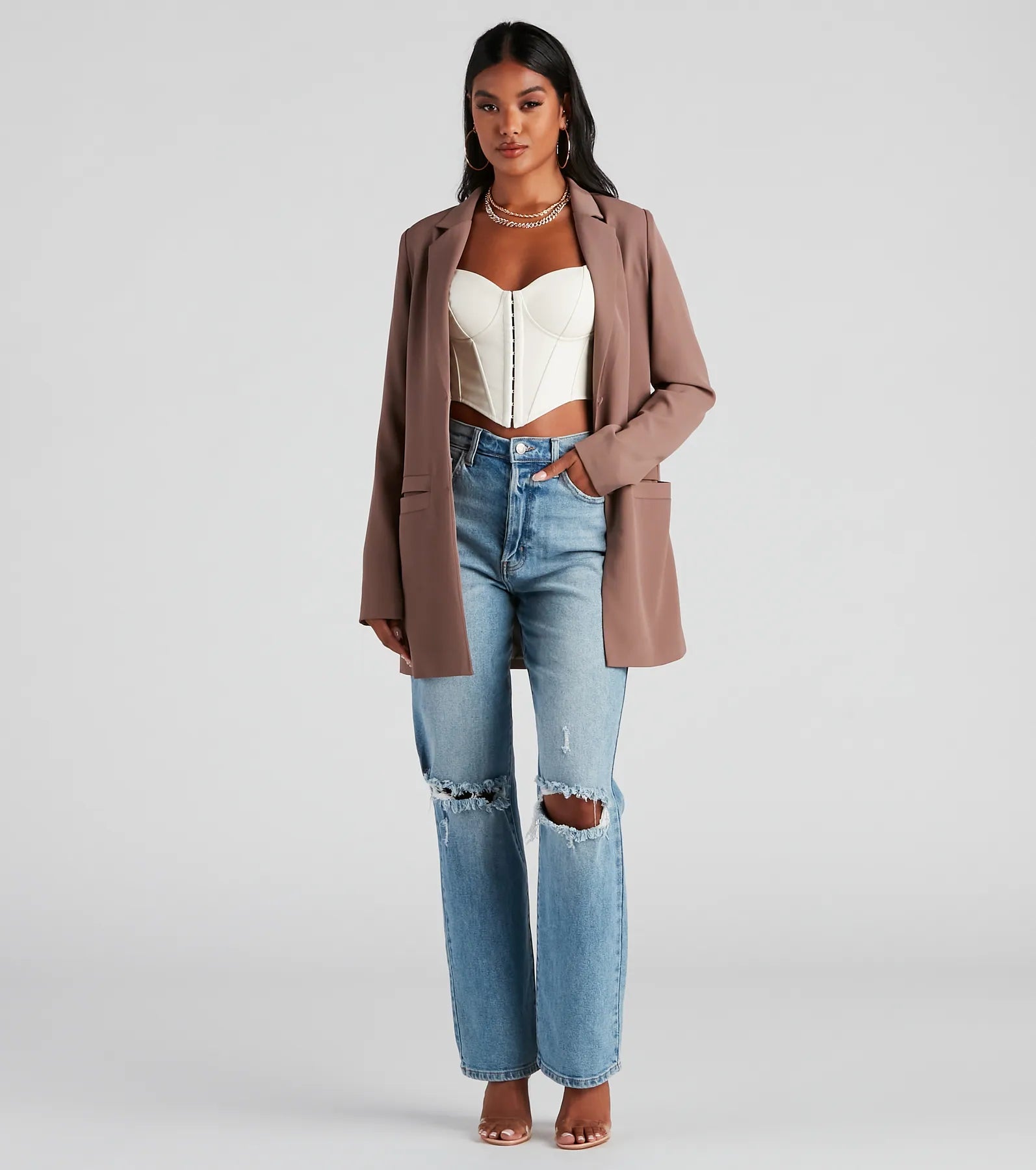 Seriously Chic Woven Long Blazer - Image 5