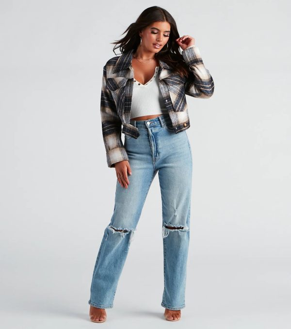 Keep It On Check Plaid Crop Jacket - Image 3