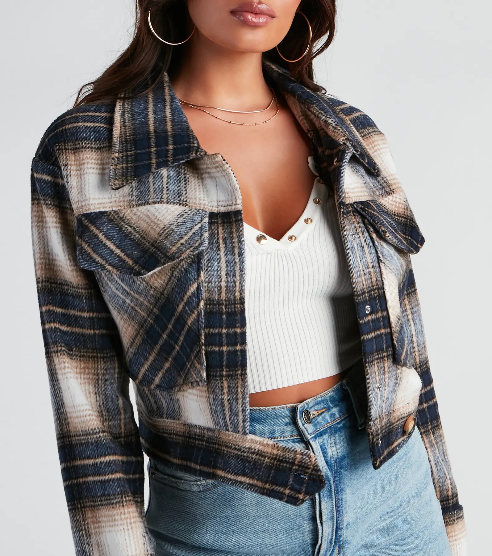 Keep It On Check Plaid Crop Jacket - Image 4