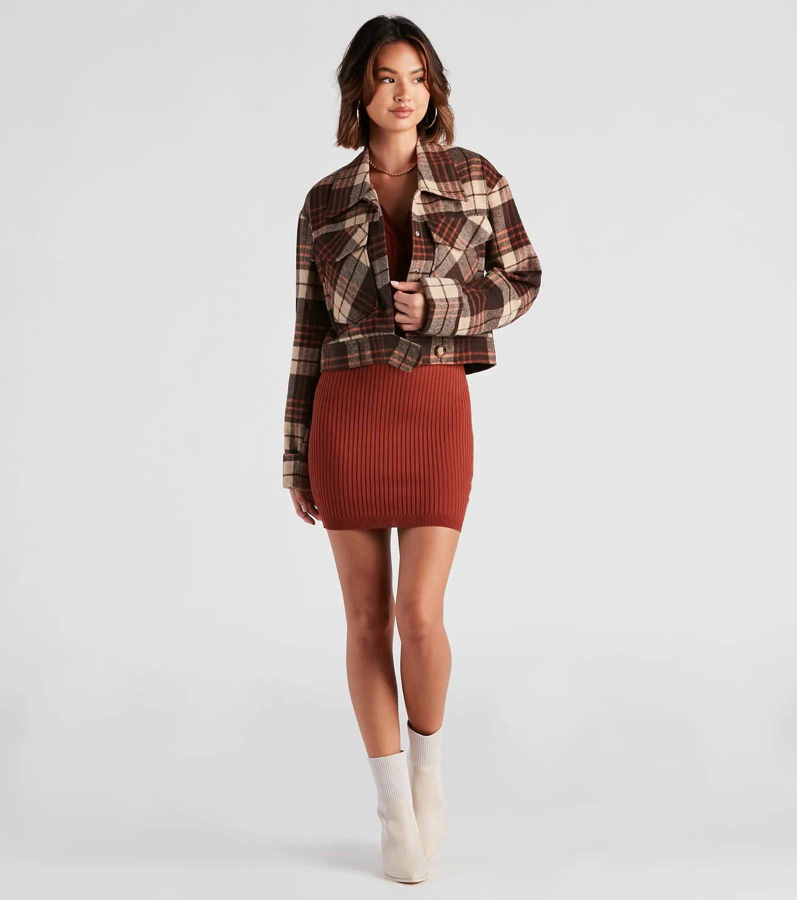 Keep It On Check Plaid Crop Jacket - Image 7