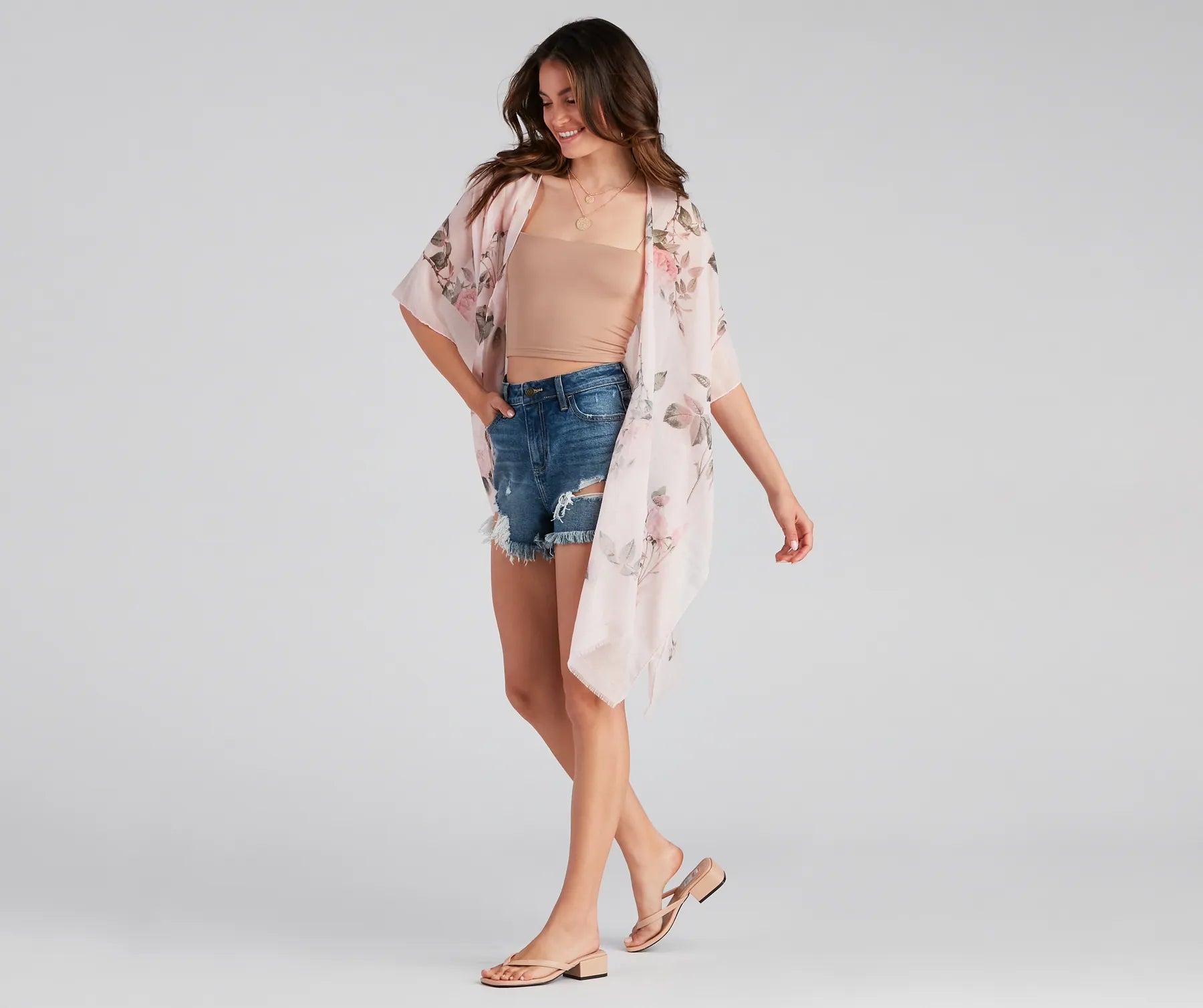 Floral Fling Flowy Sleeve Kimono - Image 3