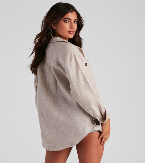 Cool Layers Woven Oversized Shacket - Image 2